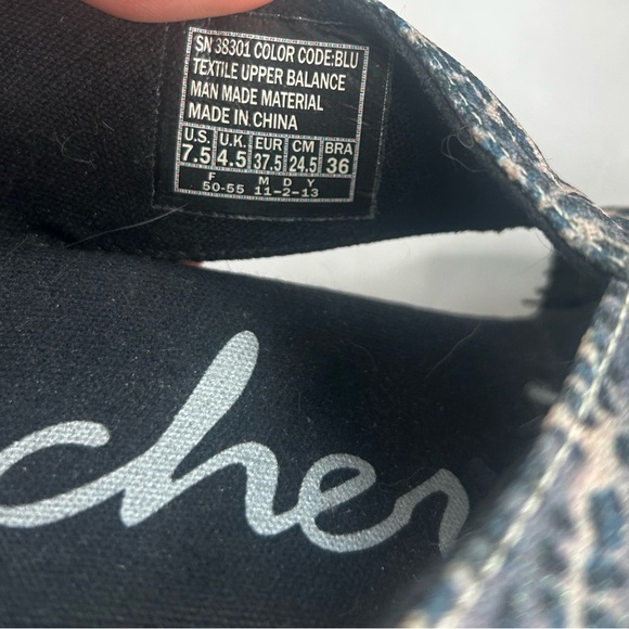 Skechers Cali Club X Ray Tan Black Wedge Sandal Leopard Metallic Shoes 7.5 Comfy - Picture 3 of 14